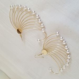 Gold Pearl Fan Earrings